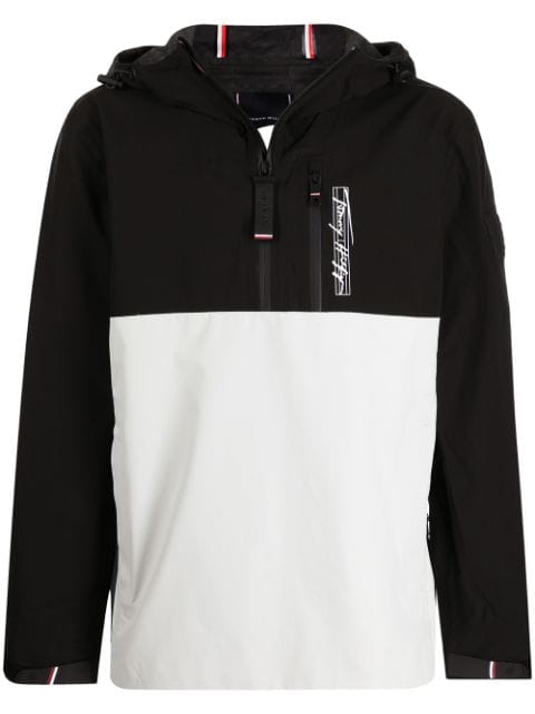 two-tone pullover hooded jacket