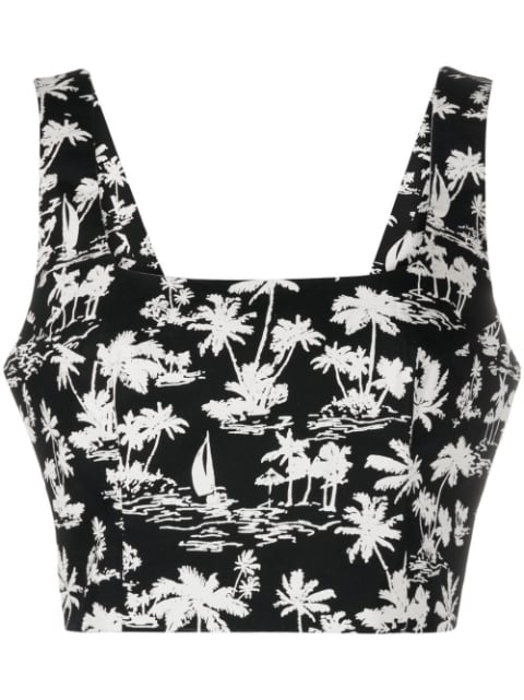 palm tree-print cropped vest