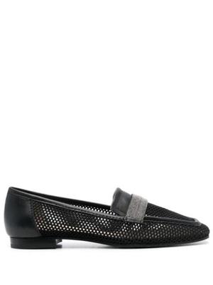 10mm mesh square-toe loafers