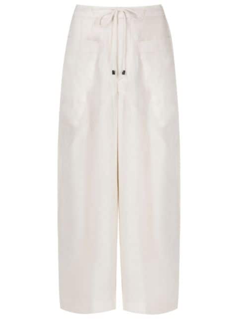cropped wide-leg drawstring trousers
