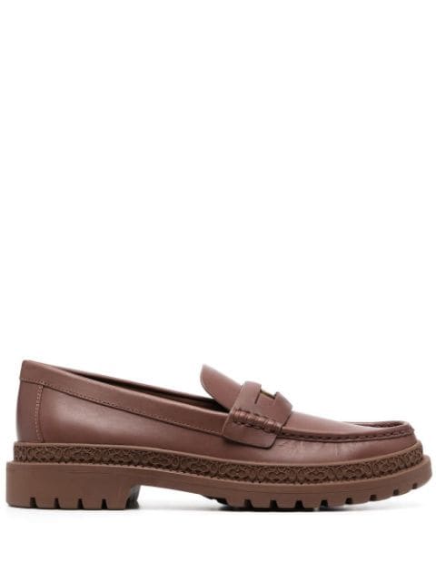 coin-detail leather loafers