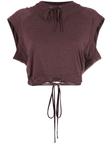 drawstring cropped hooded blouse