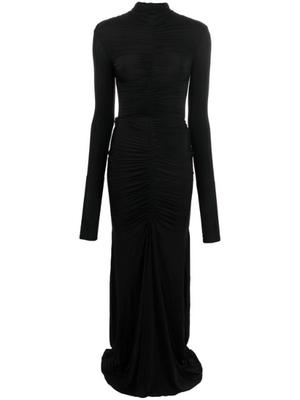 Garner long-sleeve ruched gown