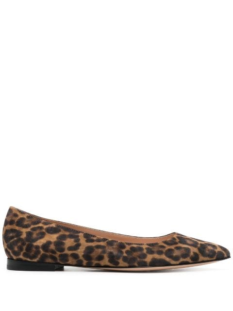 leopard-print leather ballerina shoes