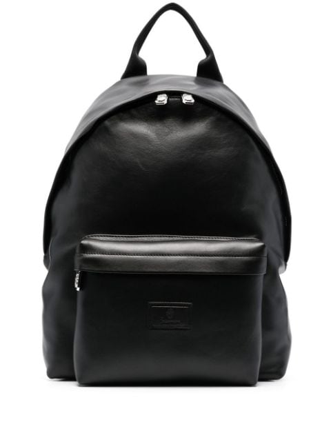 logo-patch leather backpack