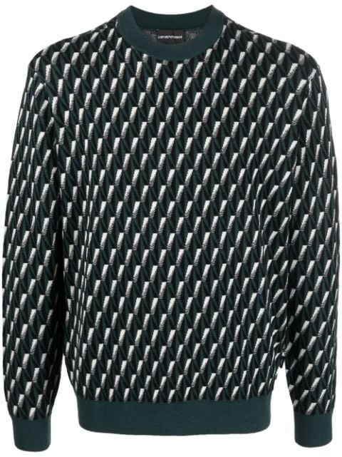geometric logo-knit jumper