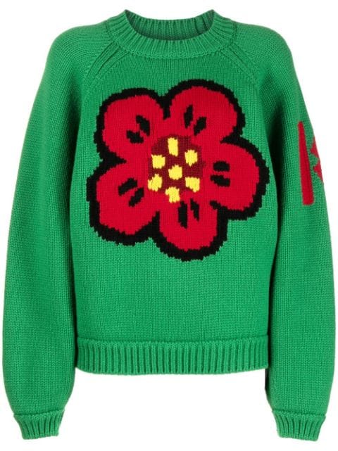 Boke Flower motif embroidered sweater