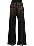 open-knit flared cropped trousers