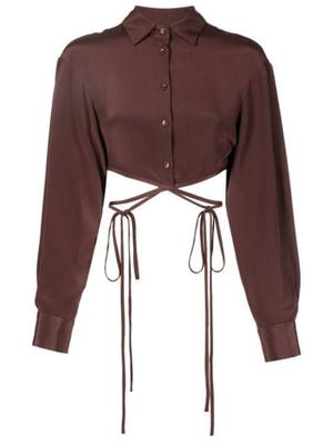 tie-fastened cropped shirt