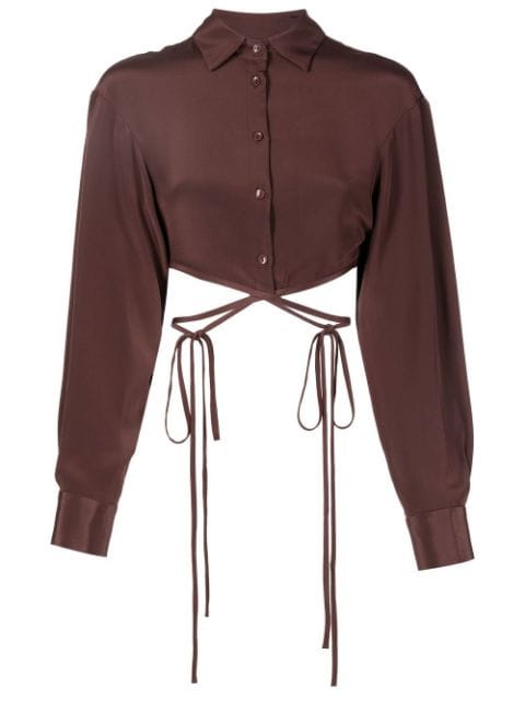 tie-fastened cropped shirt
