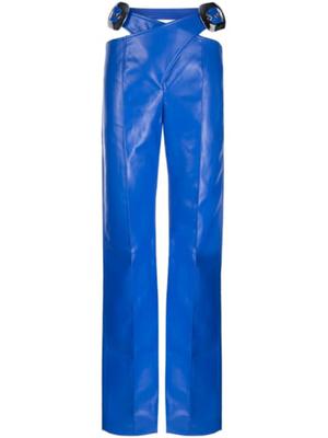 faux-leather high-waist trousers