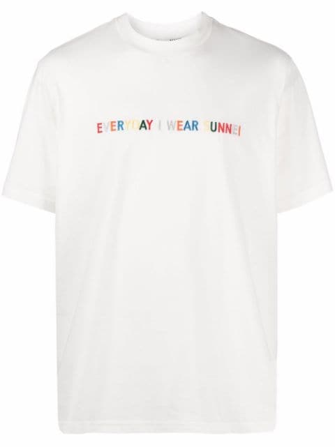 slogan-embroidered cotton T-shirt