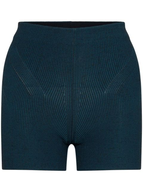 angled ribbed-knit shorts