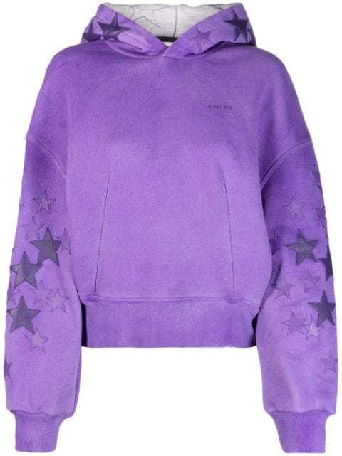 star-patches cotton hoodie