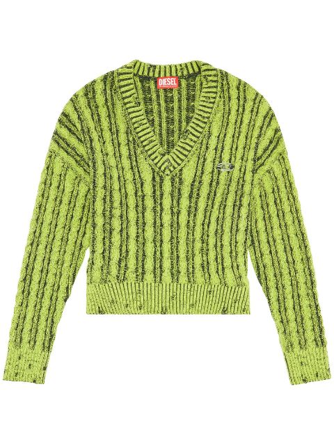 chunky-knit V-neck jumper