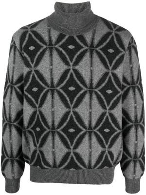 pattern-intarsia roll-neck jumper