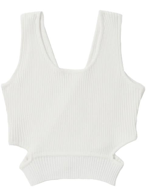 cut-out ribbed crop top