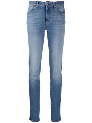high-waisted slim-cut jeans
