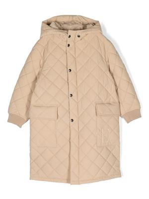 quilted-finish hooded coat