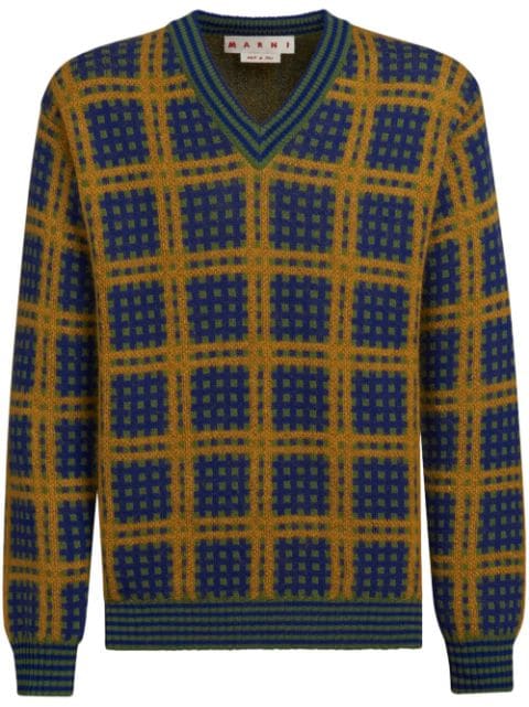 check-pattern pullover