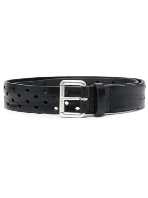 punch-hole detailed leather belt