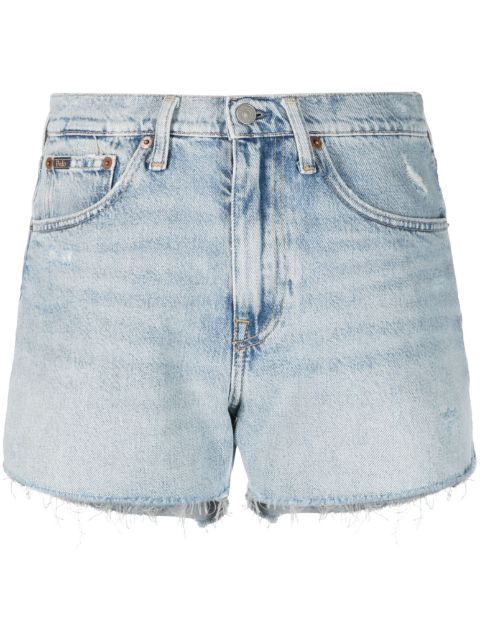 high-waisted distressed denim shorts