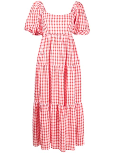 gingham-patterned dress