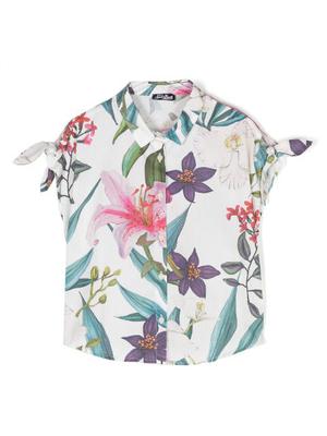 Tropical floral-print shirt dress