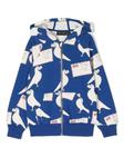 pigeon-print zip hoodie