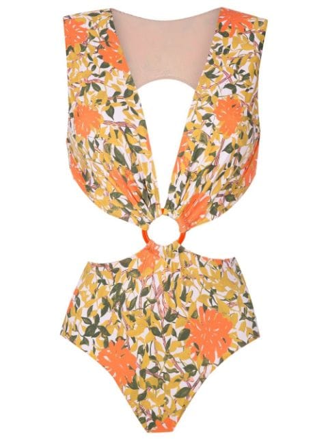 floral-print swimsuit