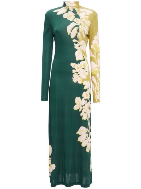 платье с длинными рукавами и цветочным принтом