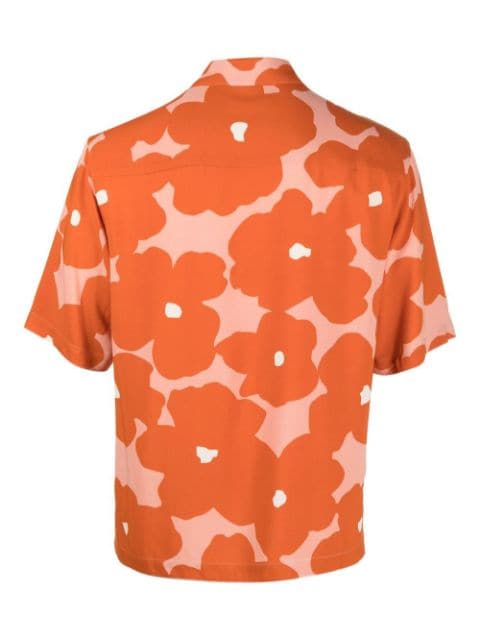 floral-print short-sleeved shirt