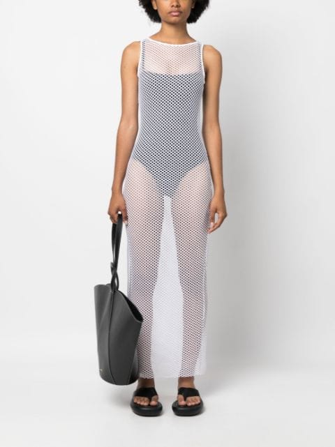 sleeveless mesh maxi dress