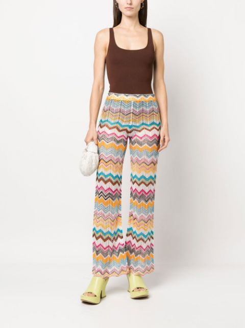 zigzag flared knitted trousers