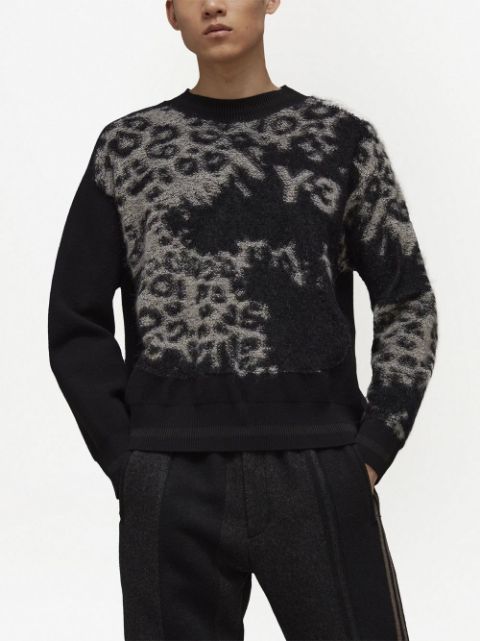 leopard-print crew-neck jumper