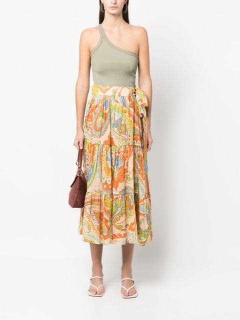 paisley-print wrap skirt