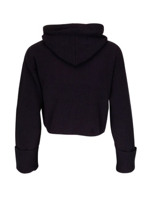 rib-knit cropped hoodie