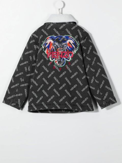 embroidered-logo denim jacket