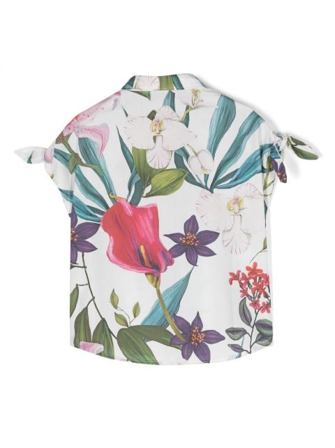 Tropical floral-print shirt dress