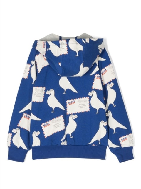 pigeon-print zip hoodie