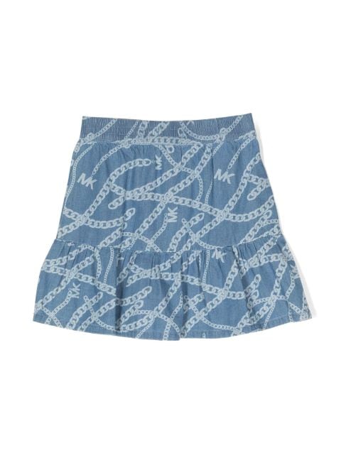 chain-link print tiered skirt