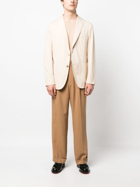 pressed-crease tailored trousers