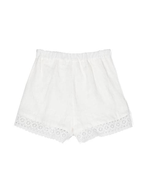 lace-trim linen shorts