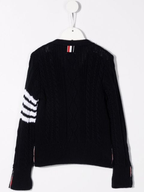 4-Bar cable-knit cotton cardigan