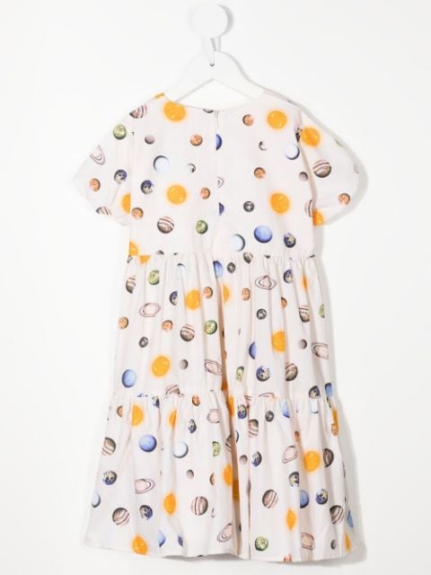 graphic-print tiered dress