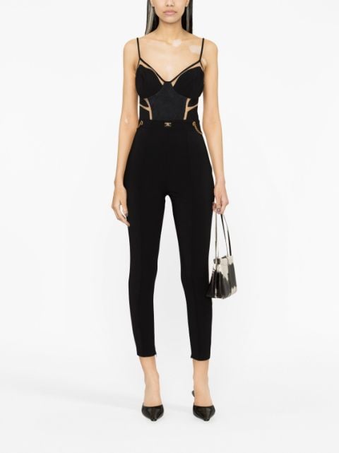 tulle-inserts bustier jumpsuit