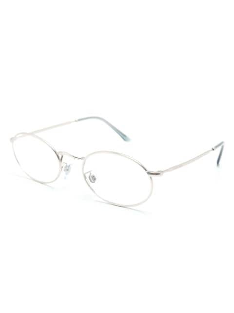 logo-engraved round-frame glasses