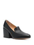 block-heel pointed-toe leather pumps