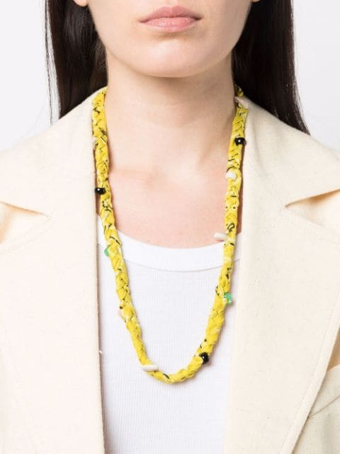bandana-print beaded necklace