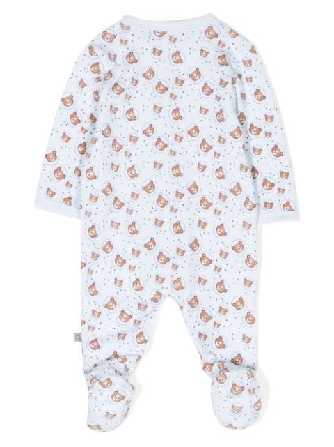 logo-embroidered bear-print pyjamas